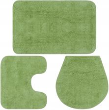 3-częściowy zestaw mat łazienkowych, tkanina, ziel - Maty i dywaniki łazienkowe