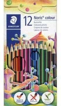 Staedtler Kredki Ołówkowe Sześciokątne Noris 12 Kolorów Ołówek Gumka + Temperówka