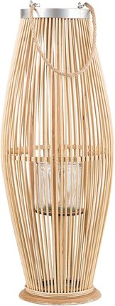 Beliani Dekoracyjny lampion latarnia bambusowy 84 cm świeca jasne drewno Tahiti