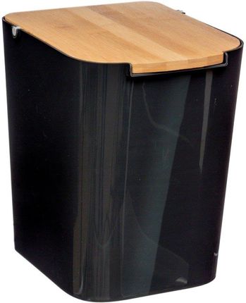 5Five Simple Smart Kosz Łazienkowy Na Śmieci Czarny Z Bambusową Pokrywą 5L (155924C)