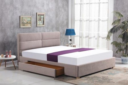 Designerskie łóżko do sypialni z szufladą MERIDA 160/200 beżowe