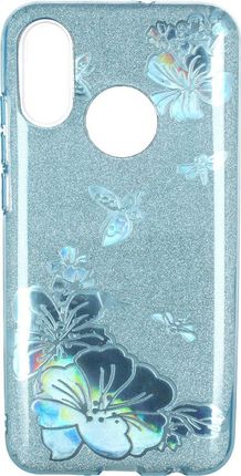Nemo Etui Brokat Glitter Samsung Galaxy A9 2018 Niebieski Kwiat Uniwersalny