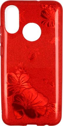 Nemo Etui Brokat Glitter Samsung Galaxy A9 2018 Czerwony Kwiat Uniwersalny