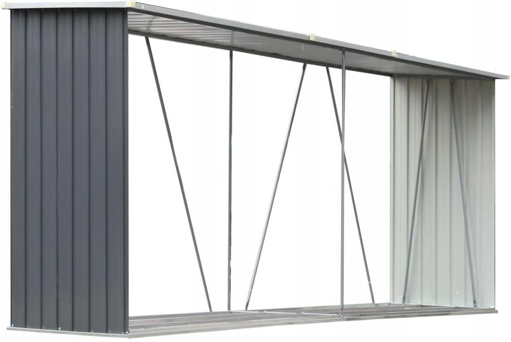 Wiata na drewno, stal galwanizowana, 330 x 84 x 152 - zdjęcie 1 Wiata na drewno, stal galwanizowana, 330 x 84 x 152