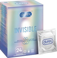 Zdjęcie Durex prezerwatywy Invisible Supercienkie dodatkowo nawilżane 24 szt. - Tłuszcz
