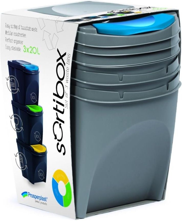 4Home Kosz Do Segregacji Śmieci Sortibox 20 L 3 Szt Szary (802574) - zdjęcie 3 4Home Kosz Do Segregacji Śmieci Sortibox 20 L 3 Szt Szary (802574)