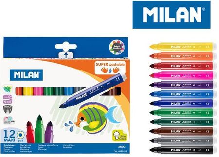 Milan Flamastry Maxi Super Washable 12 Kolorów