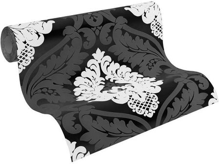 Tapety 3D Ornament Glamour Biała Czarna Fizelina