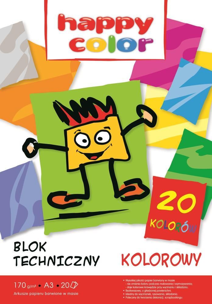Zdjęcie Happy Color Blok Techniczny Kolorowy Format A3 10 Sztuk - Czeladź