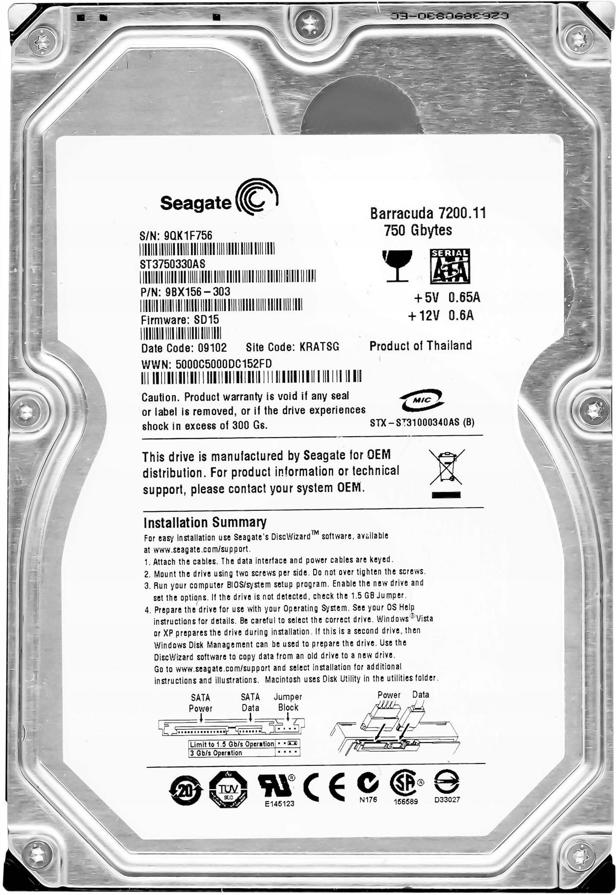 Dysk twardy Seagate Barracuda 7200.11 750GB 7200rpm 32MB
