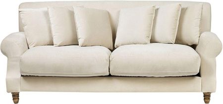 Beliani Sofa 3-osobowa kanapa z poduszkami styl retro welurowa jasnobeżowa Eike