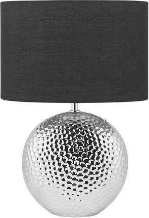 Beliani Elegancka lampa stołowa nocna ceramiczna z abażurem srebrna Nasva