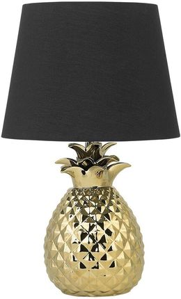 Beliani Lampa stołowa ceramiczna złoty ananas z czarnym kloszem Pineapple