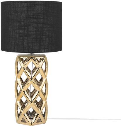 Beliani Lampa stołowa lampa nocna złota ceramiczna podstawa czarny klosz Selja