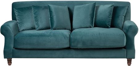 Beliani Sofa 3-osobowa kanapa z poduszkami styl retro welurowa lazurowa Eike