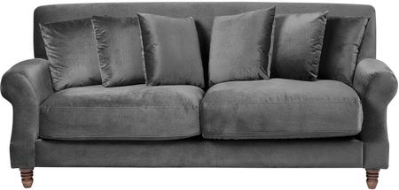 Beliani Sofa 3-osobowa kanapa z poduszkami styl retro welurowa szara Eike