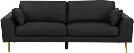 Beliani Skórzana sofa 3-osobowa czarna z poduszkami metalowe nóżki nowoczesna Torget