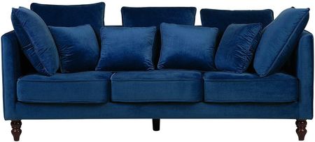Beliani Sofa niebieska glam z dodatkowymi poduszkami 3-osobowa Fenstad