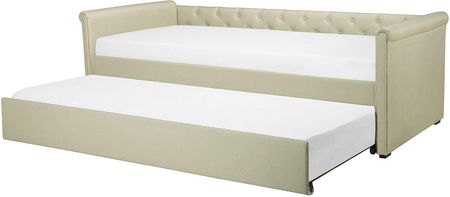 Beliani Rama łóżka wysuwanego z tkaniny beżowe nowoczesne 90 x 200 cm Libourne