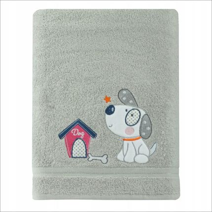 Szary Ręcznik Kąpielowy Dziecięcy 70x140 Piesek