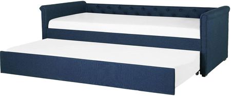 Beliani Rama łóżka wysuwanego z tkaniny niebieskie nowoczesne 90 x 200 cm Libourne