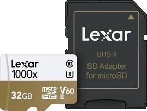 Lexar Pro 1000X microSDHC 32GB 150R/75W UHS-II U3 A2 Class 10 (LSDMI32GCB1000A)