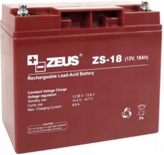 Zeus Akumulator 12V 18Ah do alarmu buforowy PPOŻ bezobsługowy AGM ZS-18