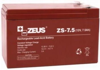 Zeus Akumulator 12V 7,5Ah do alarmu buforowy PPOŻ bezobsługowy AGM ZS-7.5