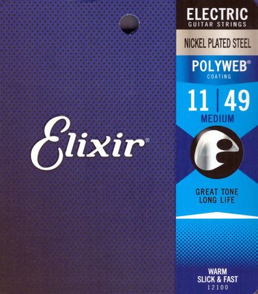 Elixir 12100 Medium (11-49) Polyweb Struny Do Gitary Elektrycznej