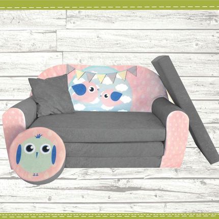 Galeriatrend Sofa Kanapa Dla Dzieci Rozkładana Bird Grey