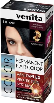 Venita Plex Protection System Permanent Hair Color farba do włosów z systemem ochrony koloru 1.0 Black