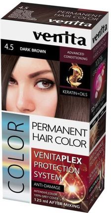 Venita Plex Protection System Permanent Hair Color farba do włosów z systemem ochrony koloru 4.5 Dark Brown