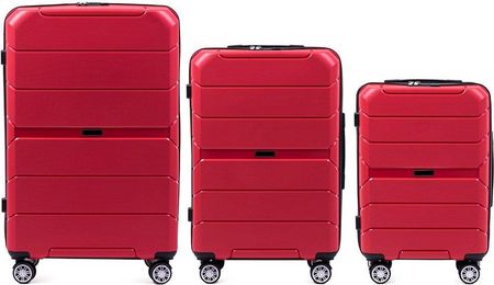 Zestaw 3 walizek KEMER PP05 Czerwone - czerwony