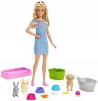 Barbie Kąpiel zwierzątek Lalka + Zestaw FXH11