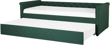 Beliani Rama łóżka wysuwanego z tkaniny zielone nowoczesne 90 x 200 cm Libourne
