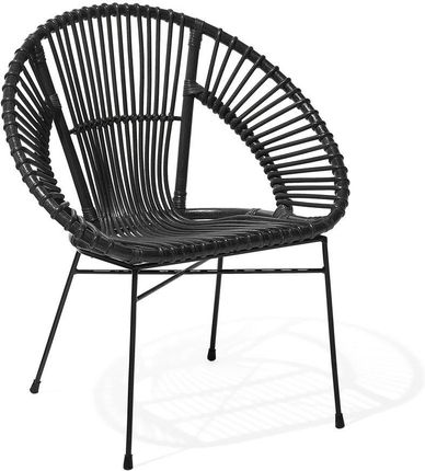 BELIANI Krzesło do jadalni czarne boho rattanowe metalowe nogi spaghetti Sarita