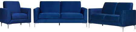 Beliani Zestaw wypoczynkowy sofa 3+2+1 tapicerowany welur niebieski Fenes