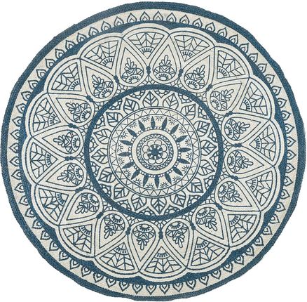 Beliani Dywan dekoracja podłogi jutowy orientalny wzór okrągły 120 cm niebieski Anadere