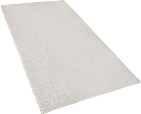 Beliani Prostokątny dywan 80x150cm do sypialni geometryczne przeszycia wełna biały Erzin