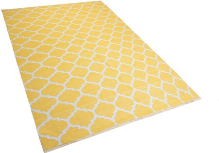 Beliani Dwustronny dywan zewnętrzny wewnętrzny 140x200cm marokańska koniczyna żółty Aksu