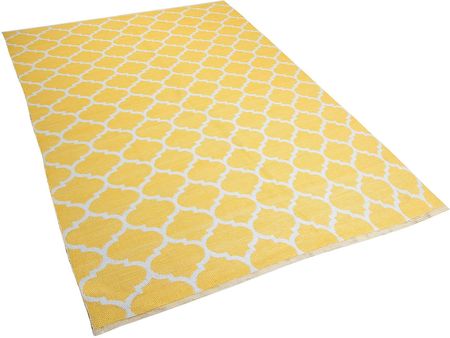 Beliani Dwustronny dywan zewnętrzny wewnętrzny 160x230cm marokańska koniczyna żółty Aksu