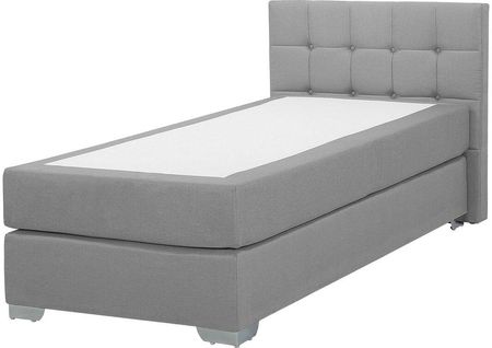 Beliani Nowoczesne łóżko kontynentalne 90x200 cm z guzikami materiałowe jasnoszare Admiral