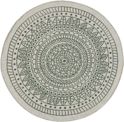 Beliani Okrągły dywan z materiału PET orientalny wzór ⌀ 140 cm zielona mandala Yalak