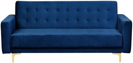 Beliani Modułowa sofa rozkładana 3-osobowa pikowana welurowa niebieska Aberdeen