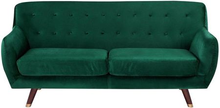Beliani Sofa trzyosobowa kanapa retro pikowana tapicerowana welurowa zielona Bodo