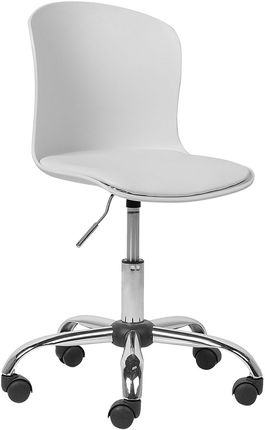 Beliani Obrotowe krzesło biurowe regulowane chromowane nogi biała ekoskóra Vamo