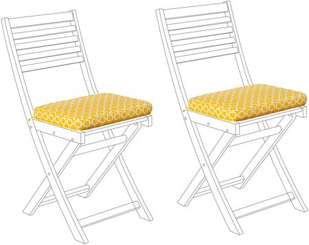 Beliani Zestaw 2 poduszek siedzeniowych na krzesła ogrodowe 38 x 29 cm żółte Fiji