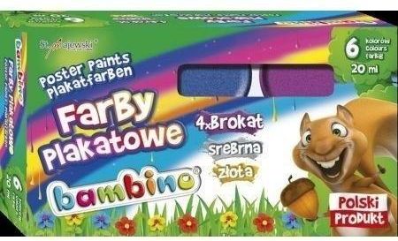Bambino Farby Plakatowe 6 Kolorów Brokatowych 20ml