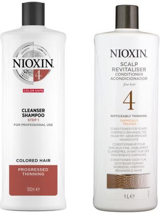 Nioxin System 4 Zestaw Przeciw Wypadaniu Do Włosów Farbowanych I Znacznie Przerzedzonych: Szampon 1000Ml + Odżywka 1000Ml