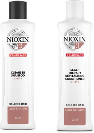 Nioxin System 3 Zestaw Przeciw Wypadaniu Do Włosów Farbowanych I Lekko Przerzedzonych: Szampon 300Ml + Odżywka 300Ml